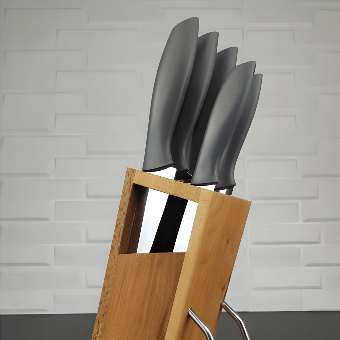 6 Piece Knife Set with Luxury Stand - White Or Gray