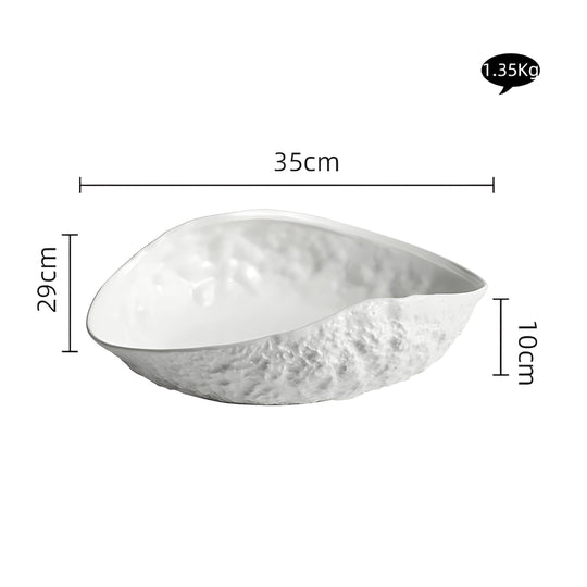 Textured Oval Ceramic Serving Plate – Minimalist Rock Design