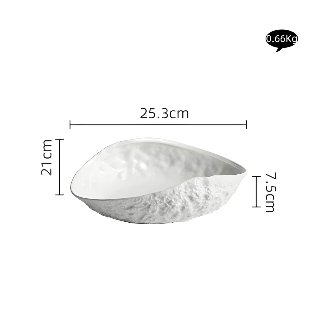 Textured Oval Ceramic Serving Plate – Minimalist Rock Design