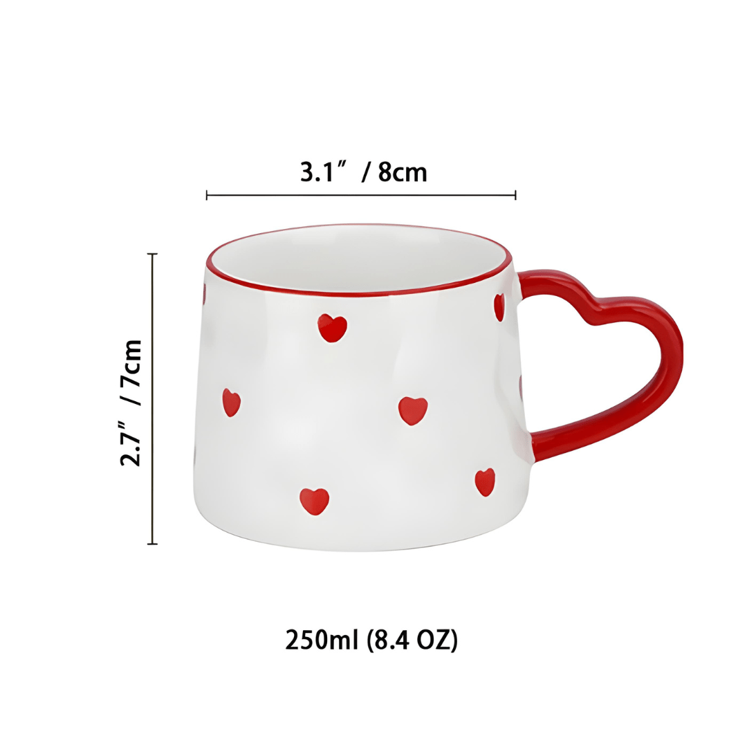 300ml ceramic heart mug with matching saucer plate – perfect for coffee, tea, or desserts in Beirut