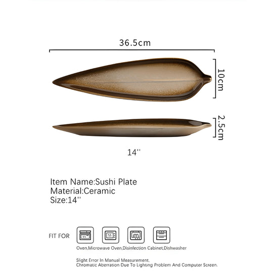 36Cm Ceramic Leaf-Shaped Serving Plate