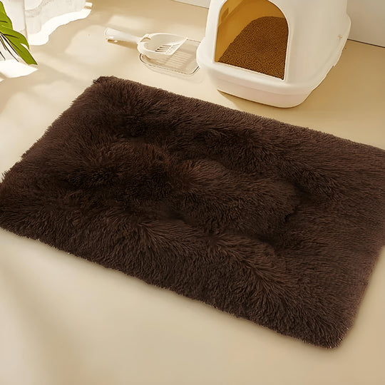 XXXL fluffy brown dog bed 120×83 cm with non-slip base for dogs up to 30kg