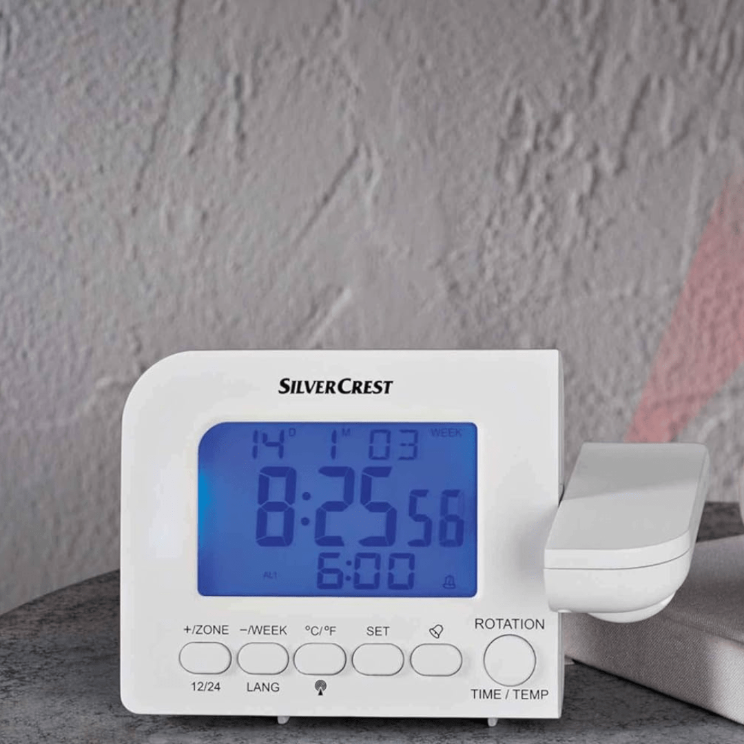Wireless Projection Alarm Clock with temperature display and dual alarm – Black / White