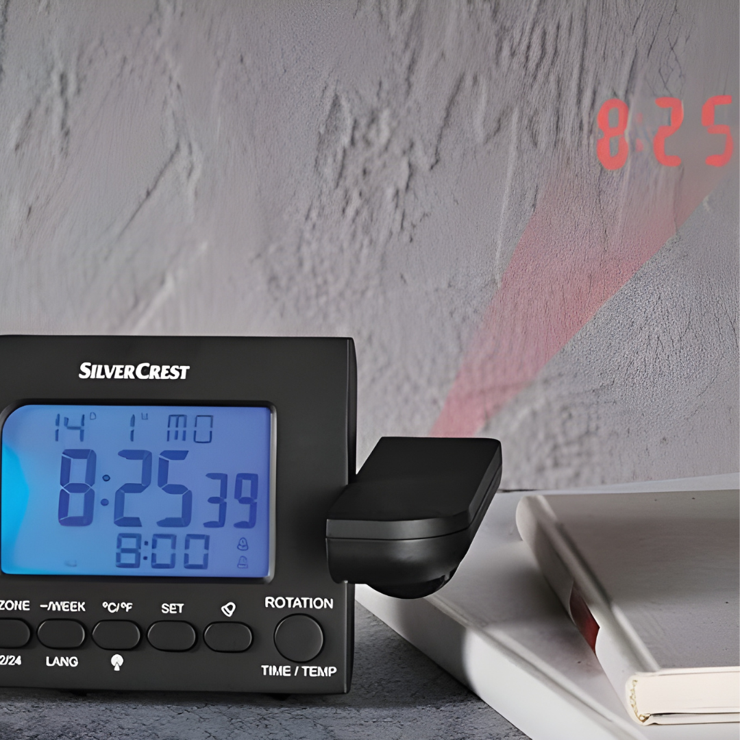 Wireless Projection Alarm Clock with temperature display and dual alarm – Black / White