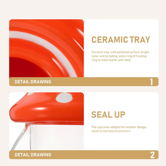 Bestseller Amazon Mashroom Mok met Schotel en Filter 290ML