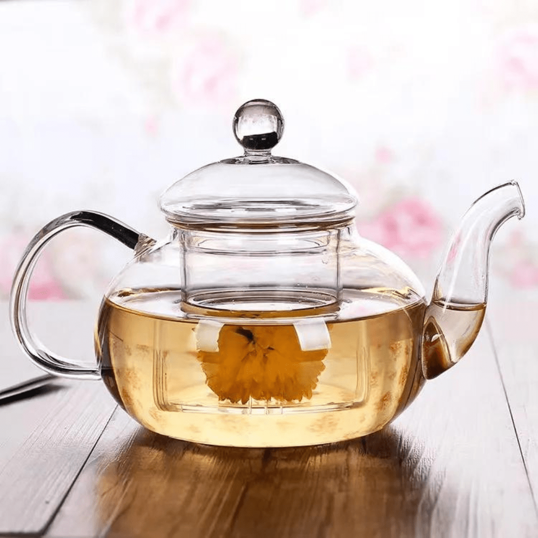 600ml Glass Tea Pot With Glass Cups Warmer High Borosilicate Glass
