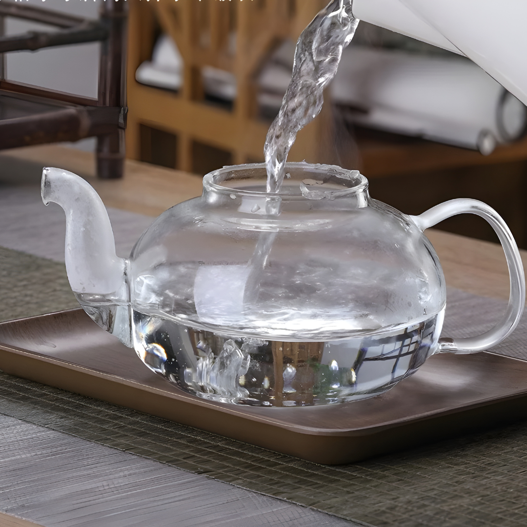 600ml Glass Tea Pot With Glass Cups Warmer High Borosilicate Glass