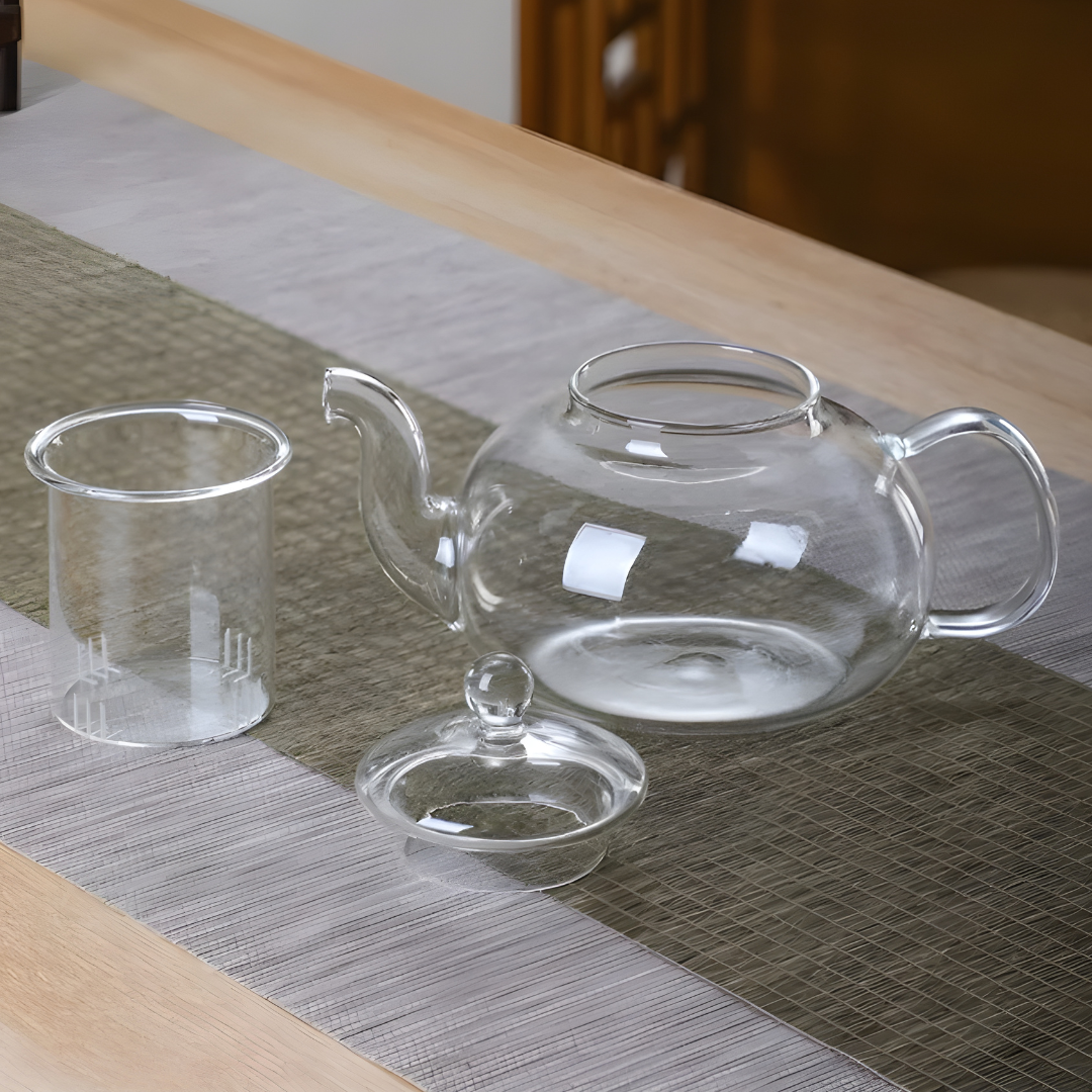 600ml Glass Tea Pot With Glass Cups Warmer High Borosilicate Glass
