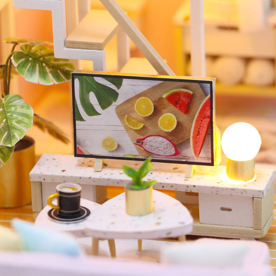 DIY Sweet Time Poppenhuis Miniatuur Kit met Meubels en LED-licht