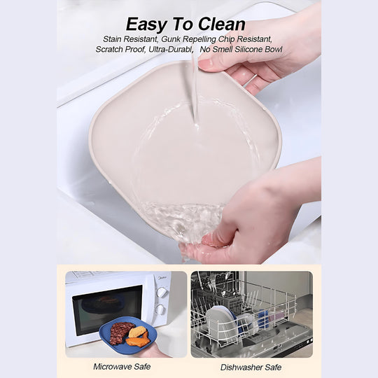 Mini Joy BPA-vrije en voedselveilige siliconen voedingsset (4 stuks) met lepel