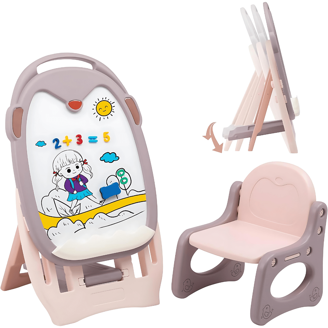 2 In 1 Magnetic Writing Board Stand With Chair And Accessories