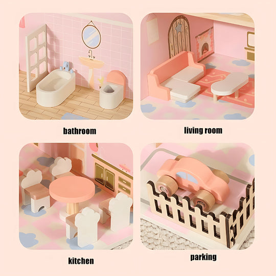 Houten Prinsessenmode Poppenhuis met Accessoires 3 Jaar +
