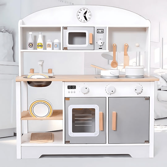 Premium Wooden Kids Kitchen Set – Pretend Play with Realistic Accessories