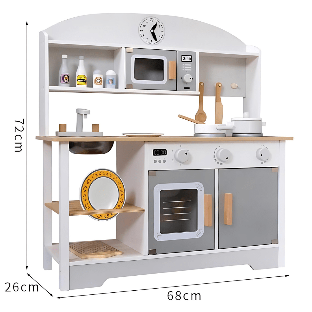 Premium Wooden Kids Kitchen Set – Pretend Play with Realistic Accessories
