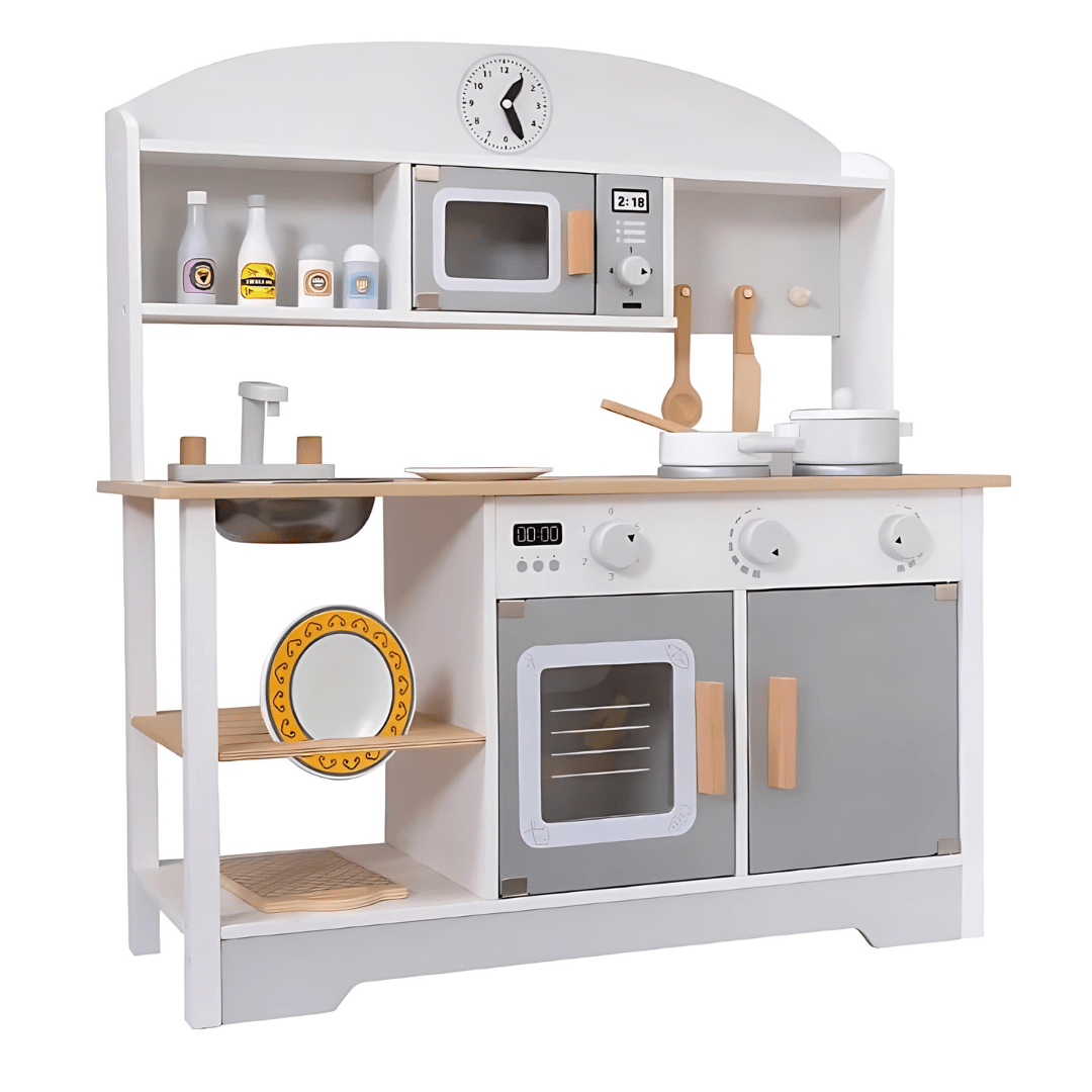 Premium Wooden Kids Kitchen Set – Pretend Play with Realistic Accessories