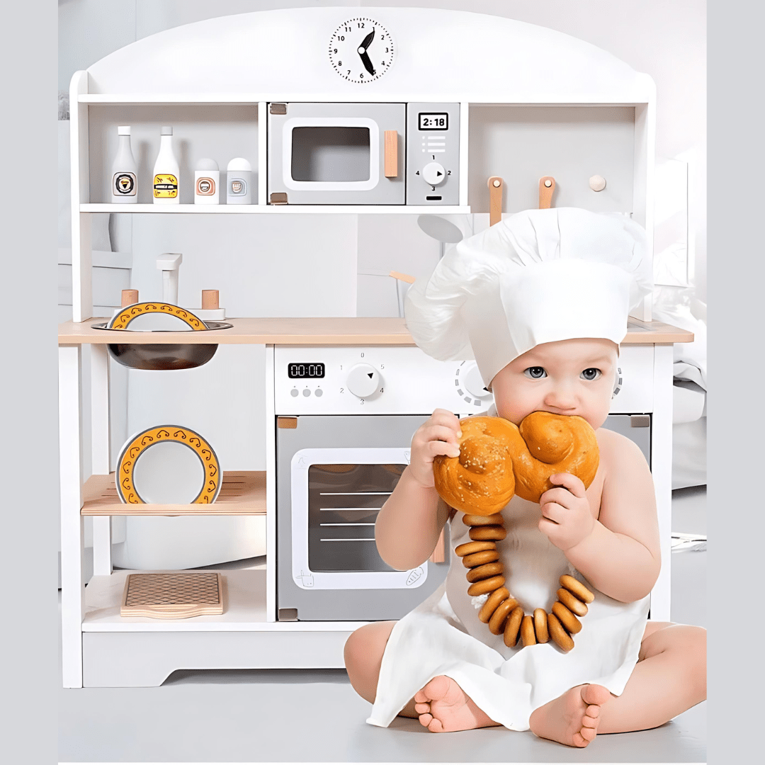 Premium Wooden Kids Kitchen Set – Pretend Play with Realistic Accessories