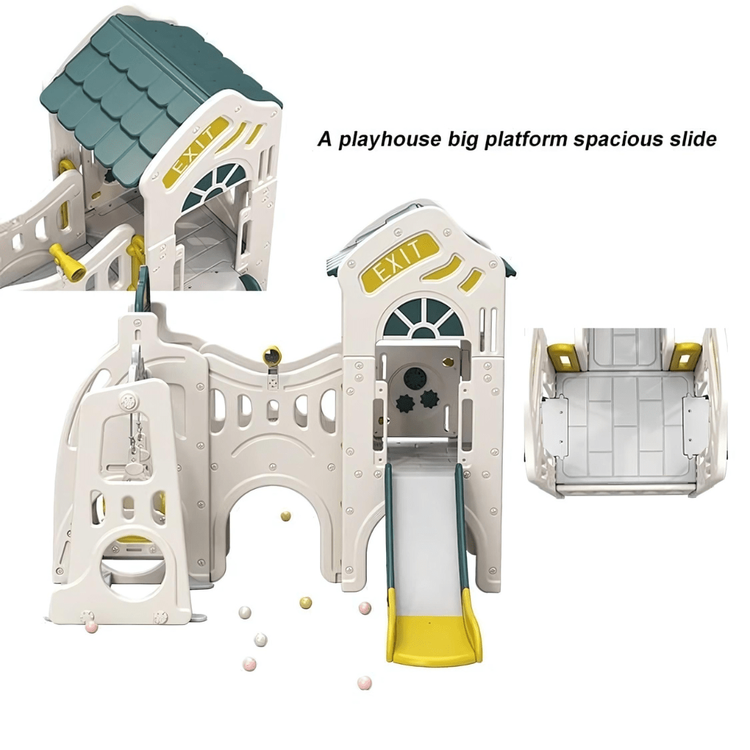 Double Slide With One Swing Playhouse Set