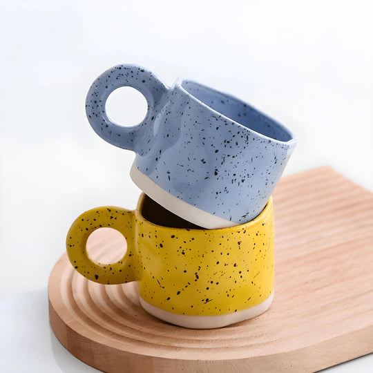 كوب قهوة بتصميم ريترو منقط إبداعي سعة 300 مل