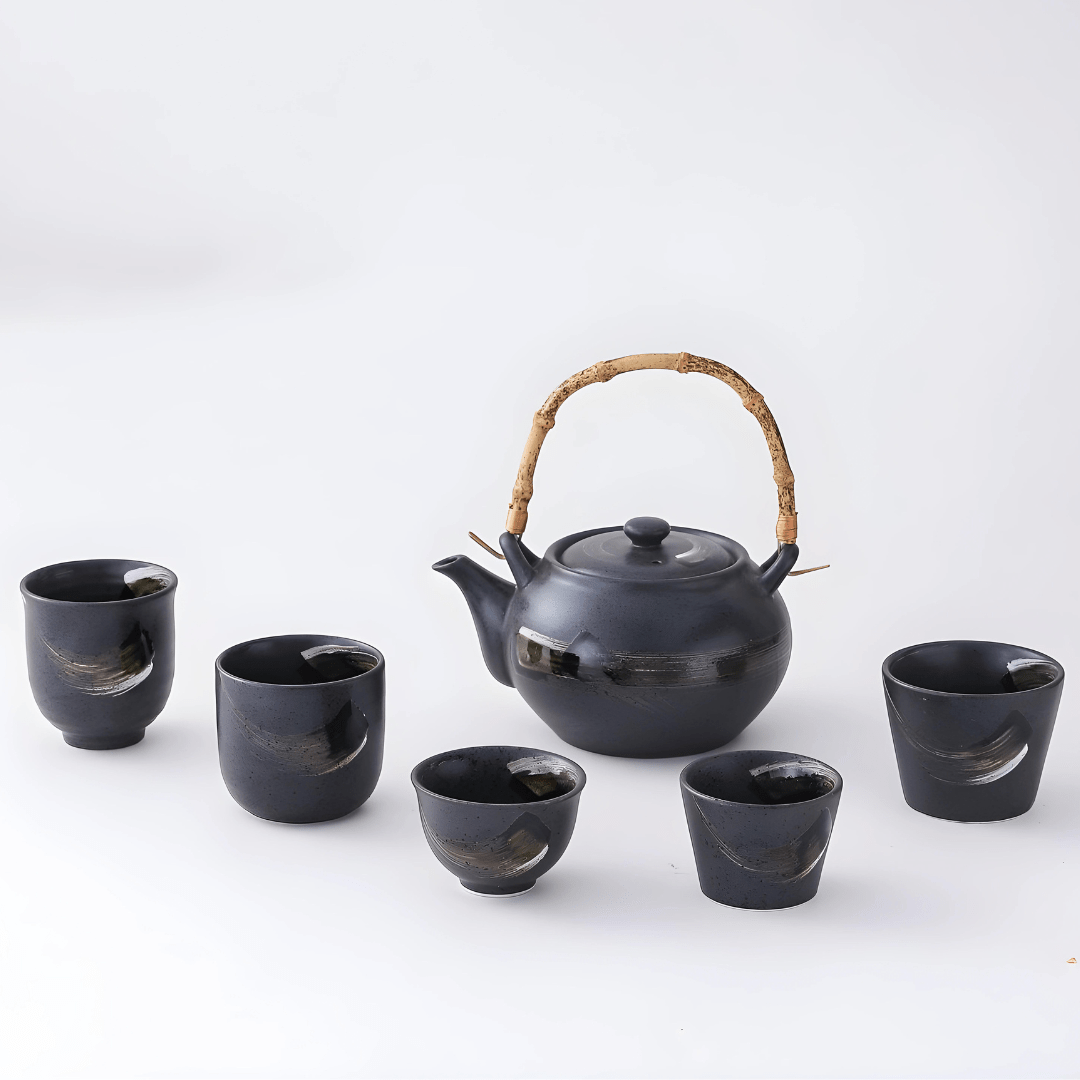 Vintage stijl handbeschilderde premium porseleinen theepot 750 ml met 5 kopjes