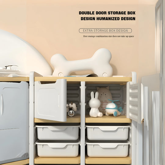 HDPE-speelgoedkast voor kinderen, grote capaciteit, meerlaagse afwerking