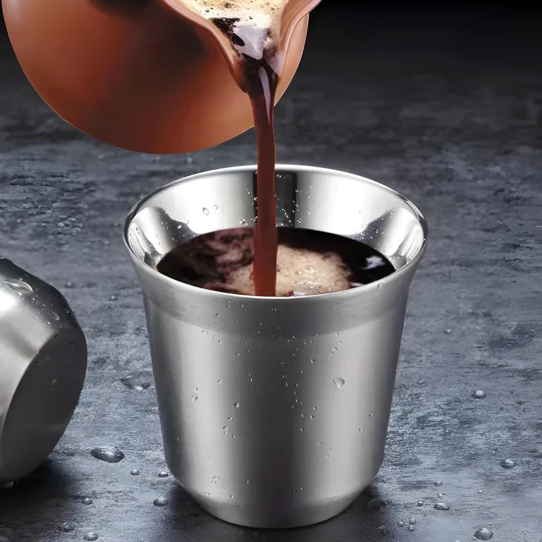 Duurzame dubbelwandige roestvrijstalen geïsoleerde koffiebeker 80 ml