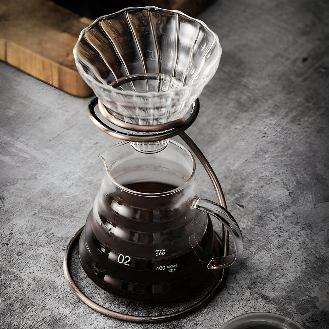 Glass Coffee Pot 500ml with Stainless Steel Stand