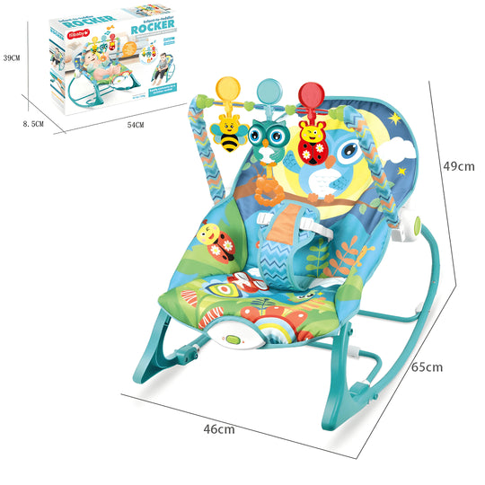 كرسي هزاز/قافز للأطفال الرضع والأطفال الصغار أزرق أو وردي - تصميم بومة