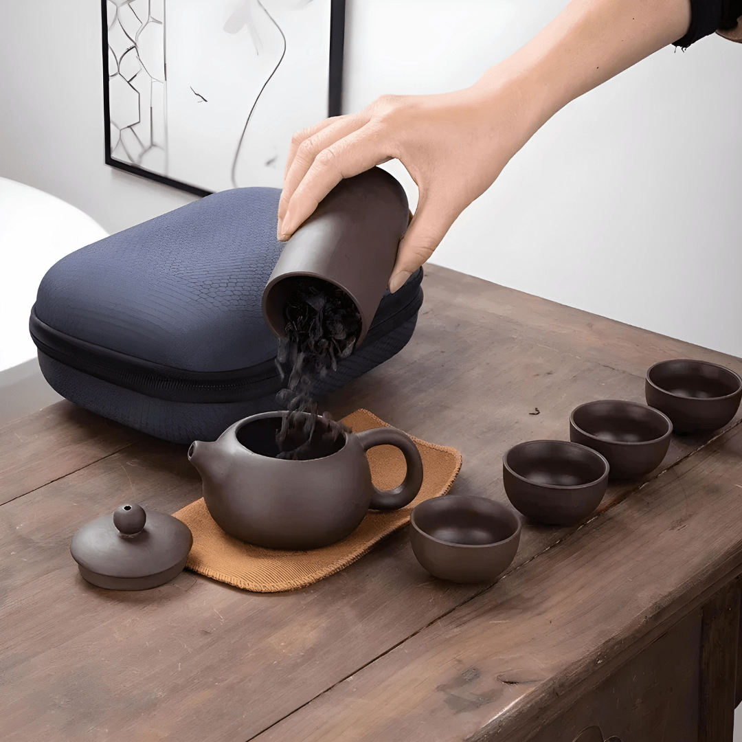 Portable travel tea set with teapot, cups & carrying case – Beirut Lebanon