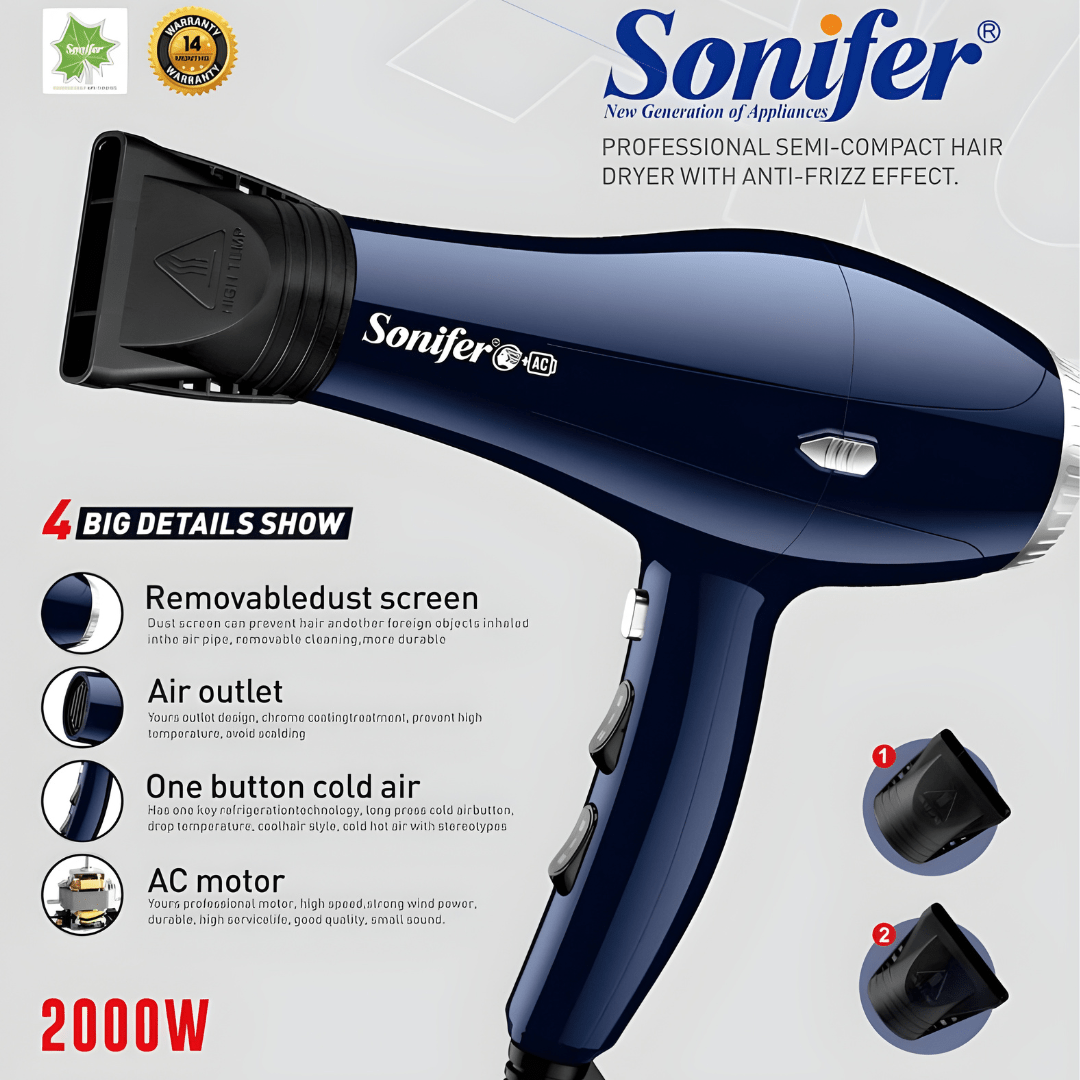 Professionele semi-compacte föhn met anti-kroeseffect 2000W