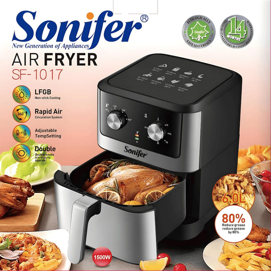Sonifer sf-1017 6 liter Airfryer met grote capaciteit