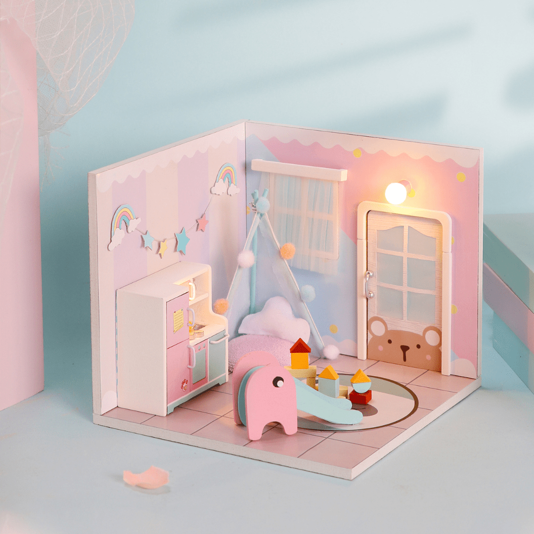 DIY Sweet Dream Bedroom – Miniature Dollhouse with LED & Furniture