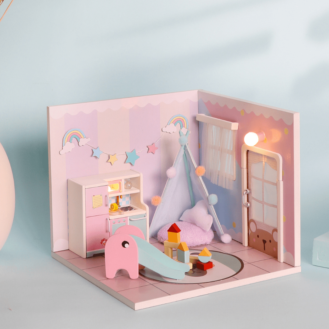 DIY Sweet Dream Bedroom – Miniature Dollhouse with LED & Furniture