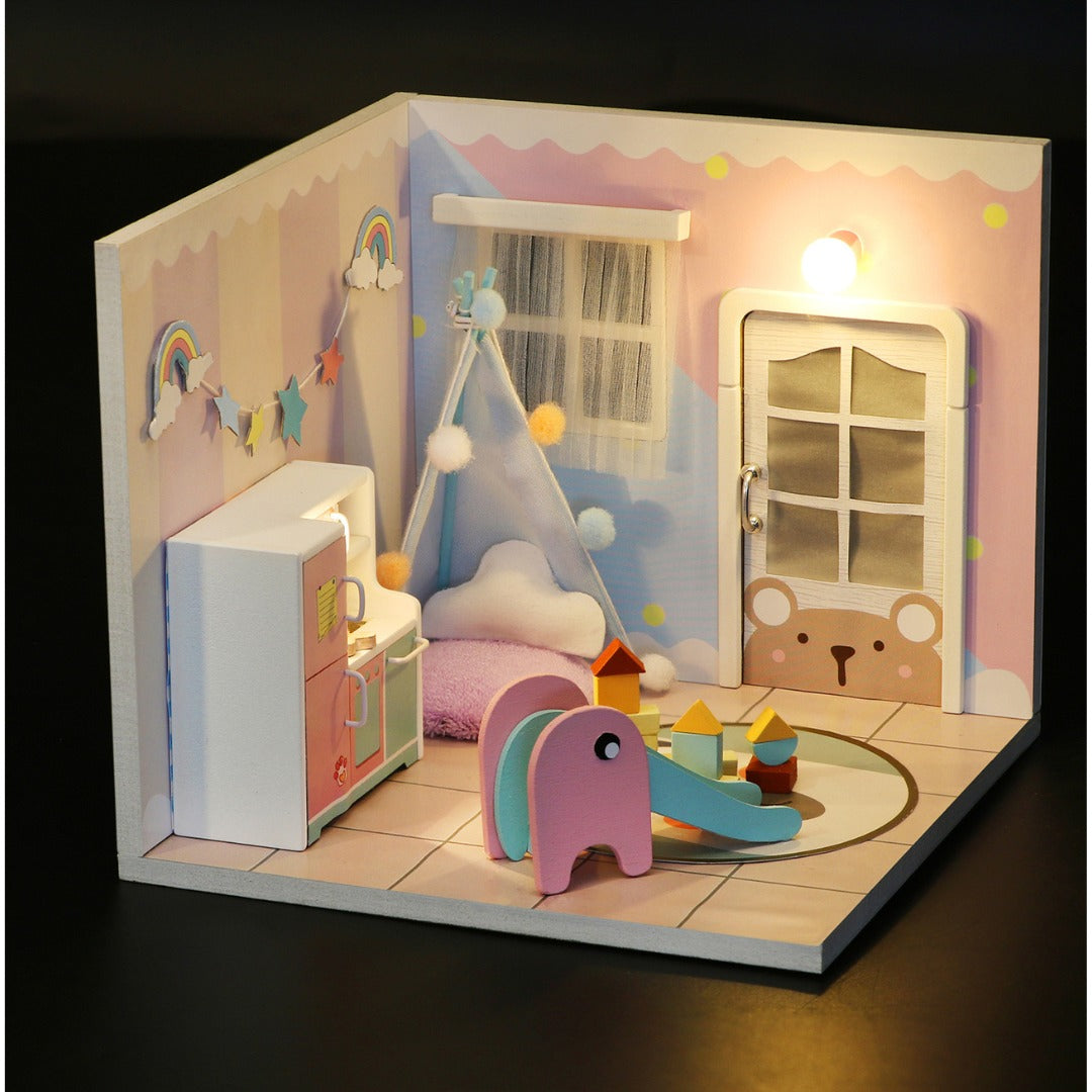 DIY Sweet Dream Bedroom Miniature Dollhouse With Furniture And Led Light