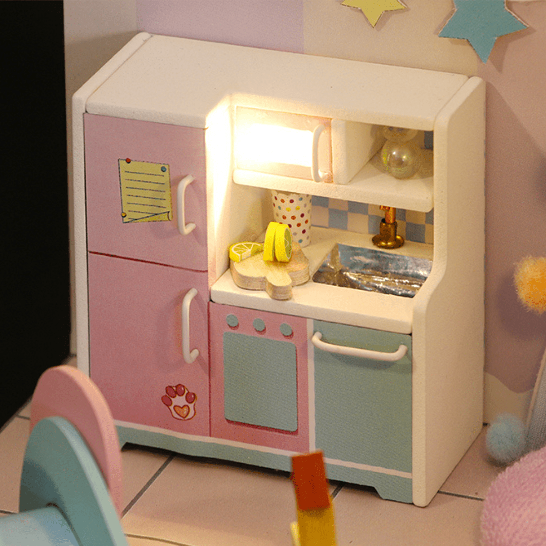 DIY Sweet Dream Bedroom – Miniature Dollhouse with LED & Furniture