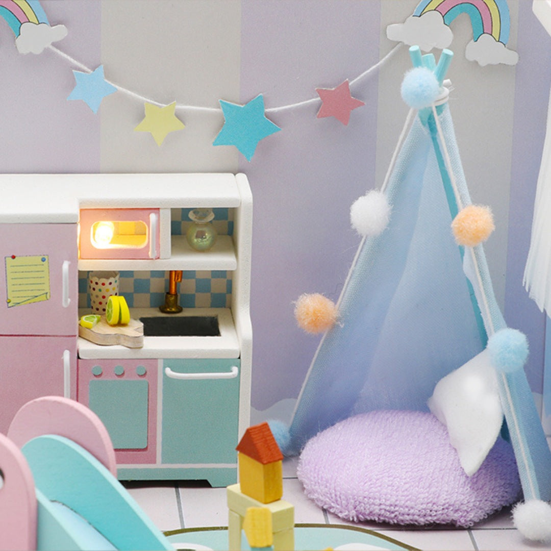 DIY Sweet Dream Bedroom Miniature Dollhouse With Furniture And Led Light