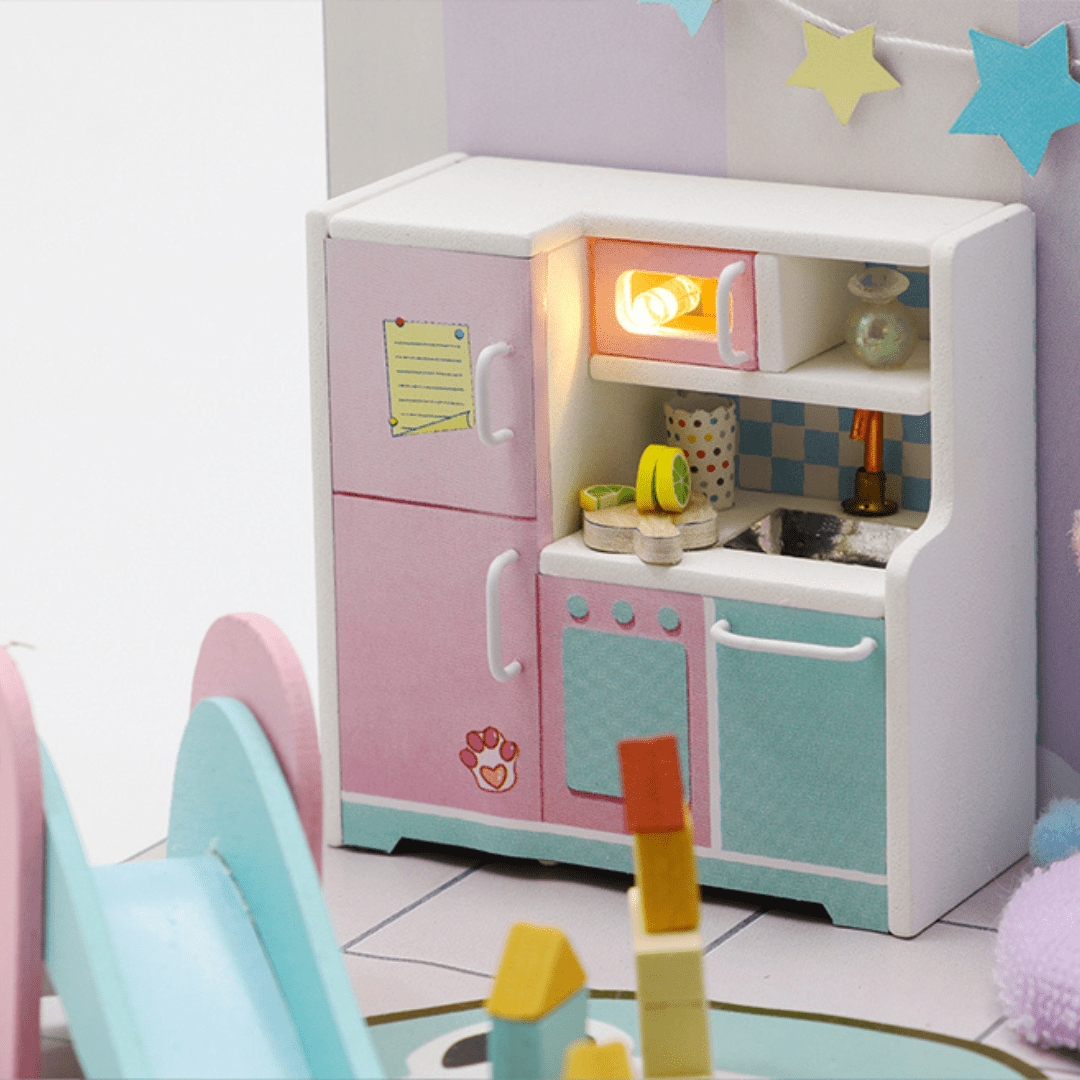 DIY Sweet Dream Bedroom – Miniature Dollhouse with LED & Furniture