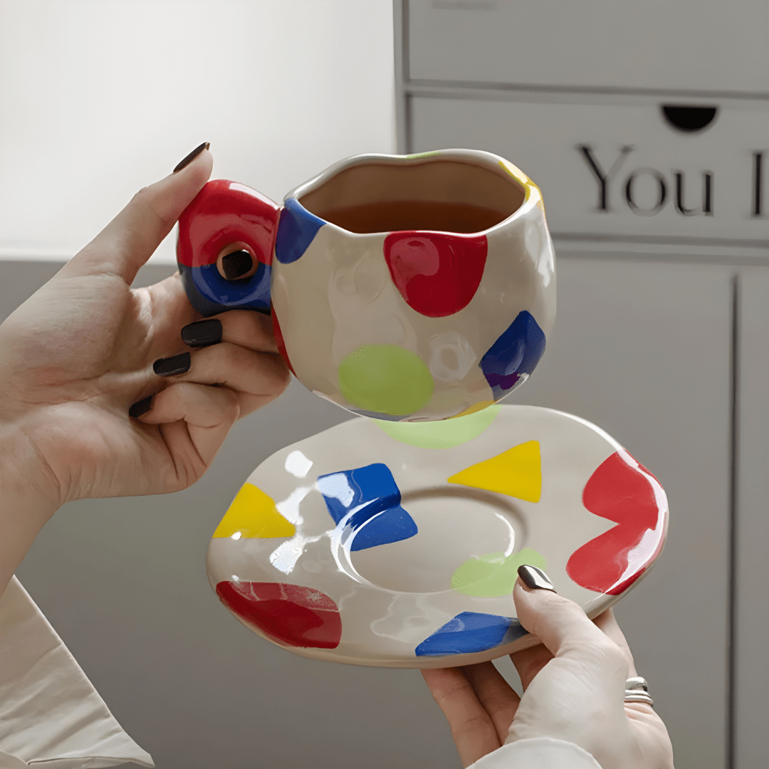 Vintage Hand Painted Coffee Cup With Saucer 300ML