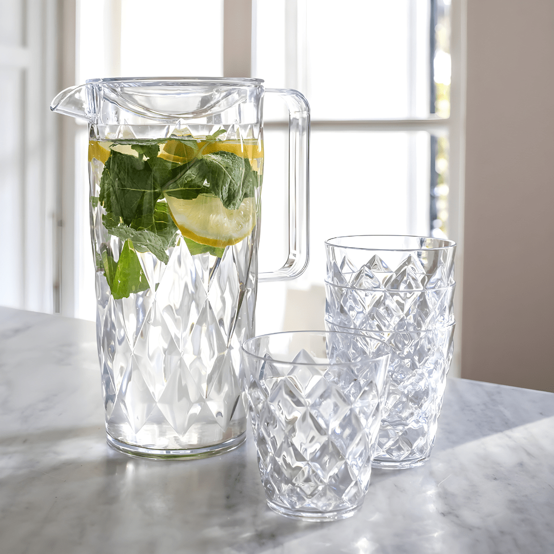 KOZIOL Drinking Pot + 4 Glasses Stackable