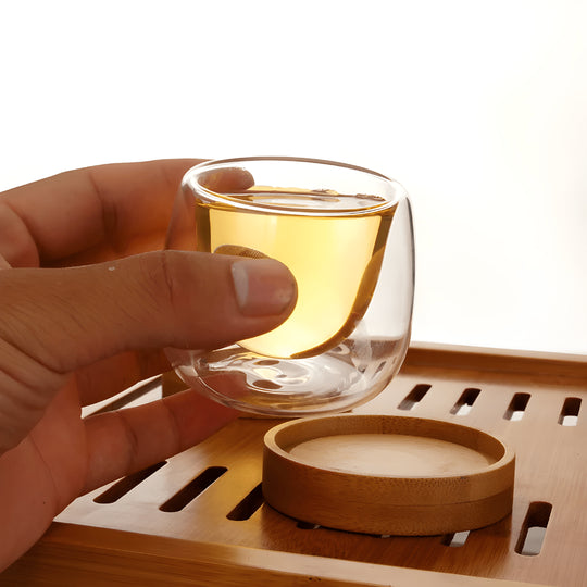 Double Wall Glass Cup with Bamboo Base | European Household