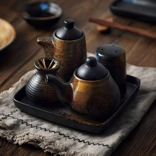 Japanese Retro Ceramic Seasoning Set | European Household
