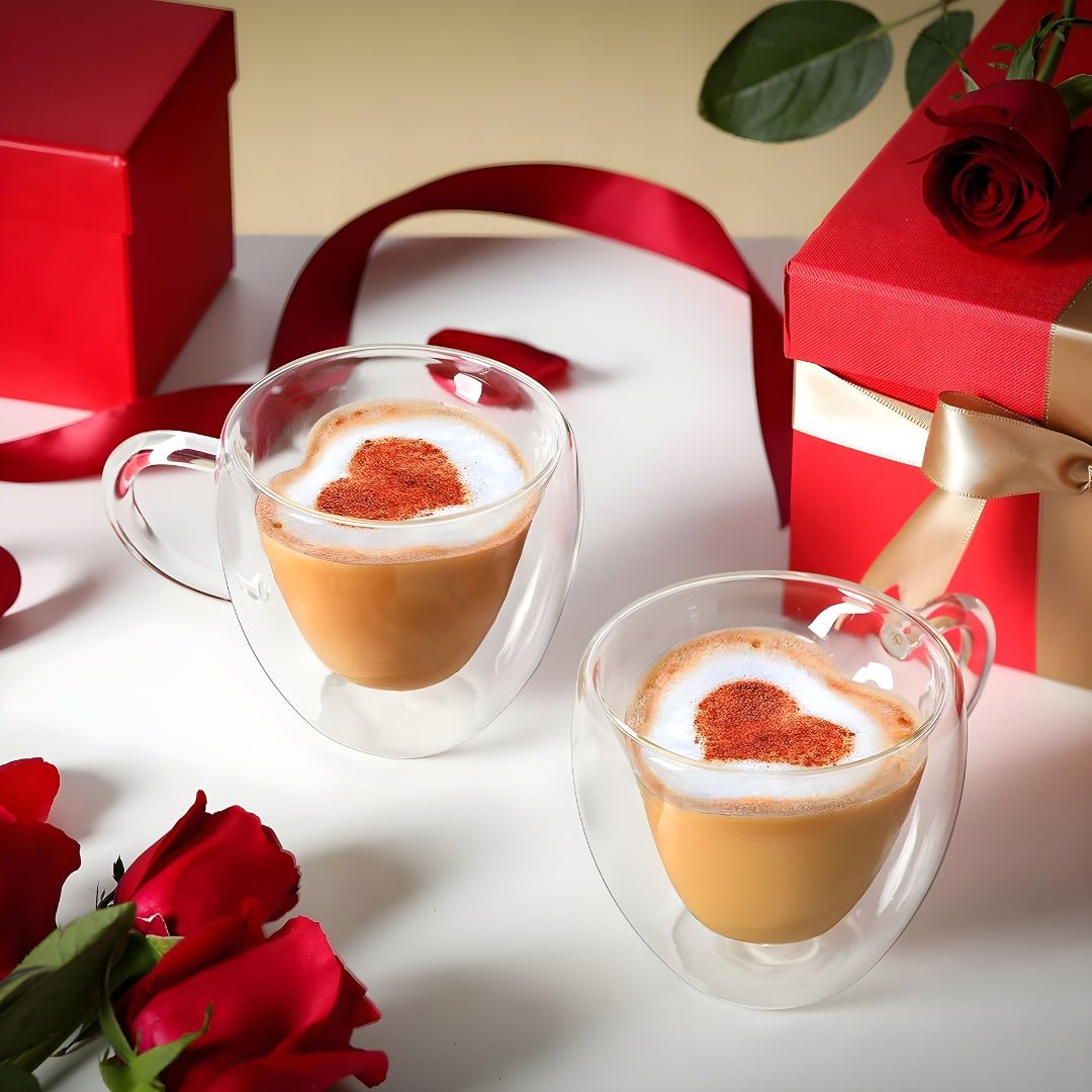 Heart Shaped Double Wall Glass Mug | European Household