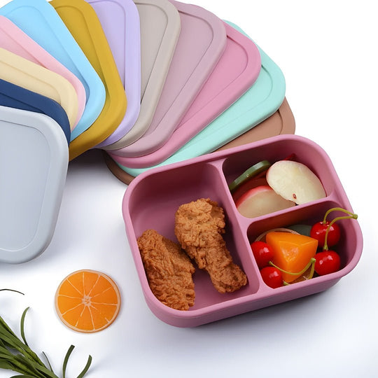 BPA-vrije siliconen bentobox met 3 compartimenten voor kinderen