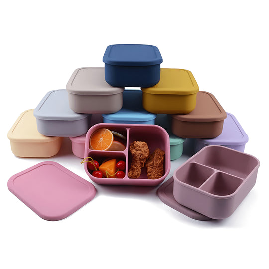 BPA-vrije siliconen bentobox met 3 compartimenten voor kinderen