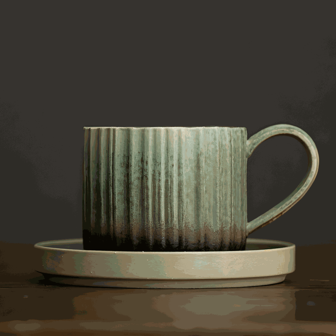 Retro Stripe Japanese Style Ceramic Mug 250ML
