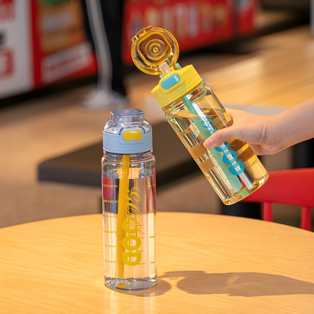 BPA-vrije 750ml heldere sportfles met rietje