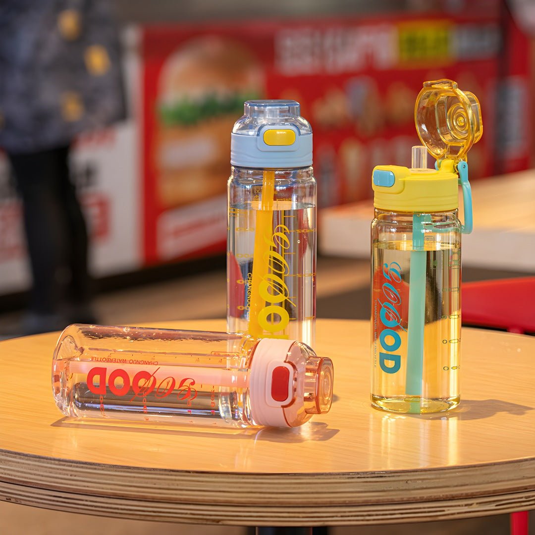 BPA-vrije 750ml heldere sportfles met rietje