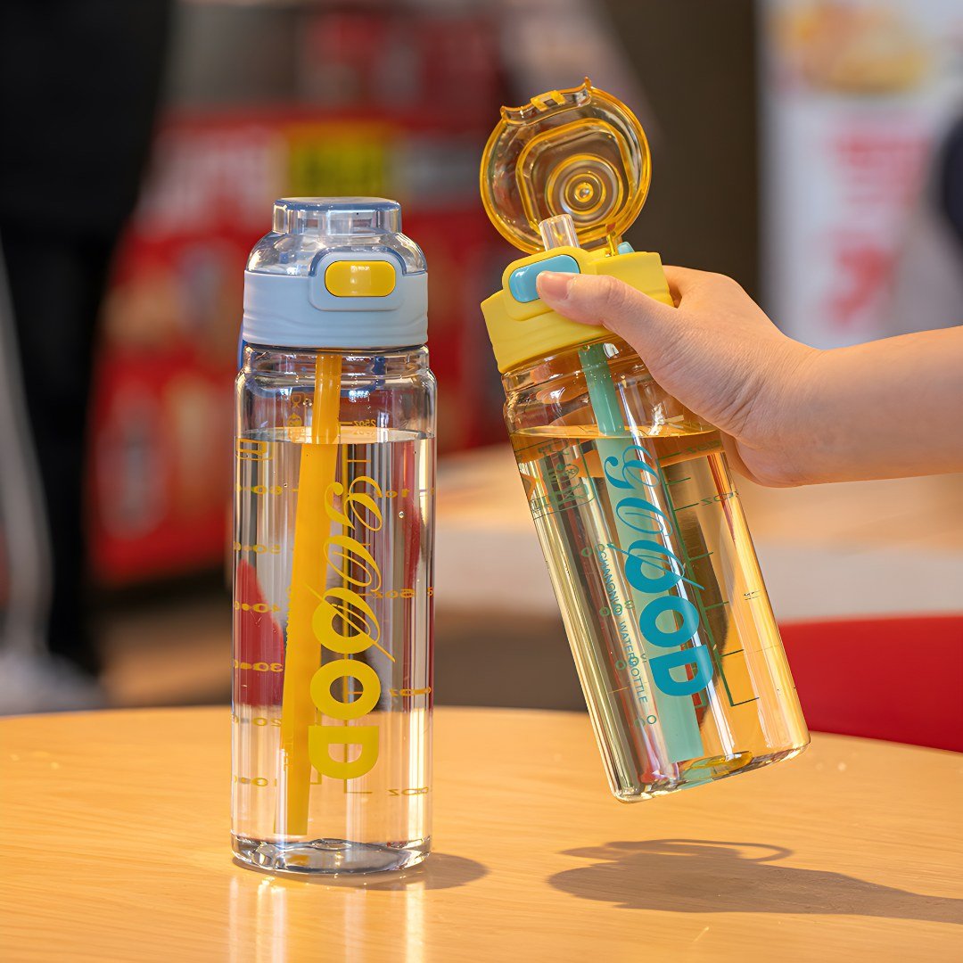 BPA-vrije 750ml heldere sportfles met rietje