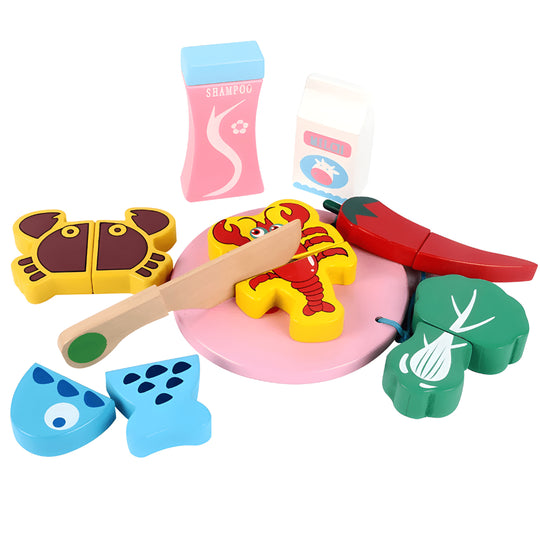 Houten winkelwagen met accessoires 3+