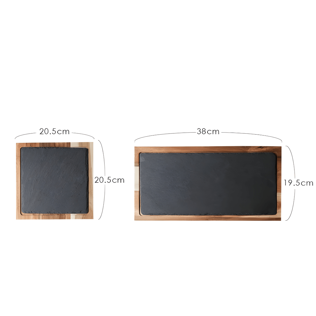 Acacia Wood Steak Serving Board with Slate Stone – Multipurpose Tray