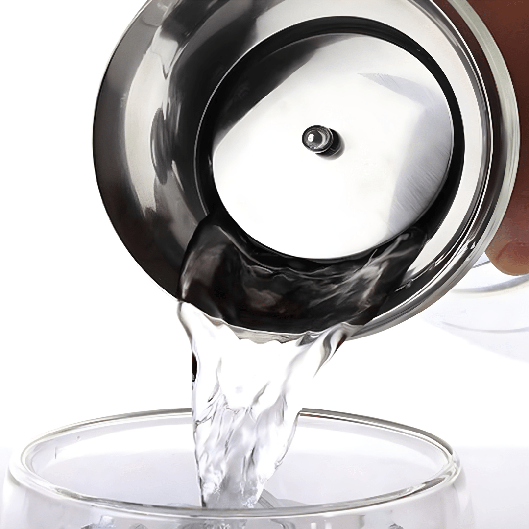 1700ml borosilicate glass carafe with stainless steel flip-top lid – available in Lebanon